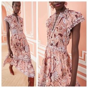 ULLA JOHNSON Celestia Midi Dress Blush Sz 2